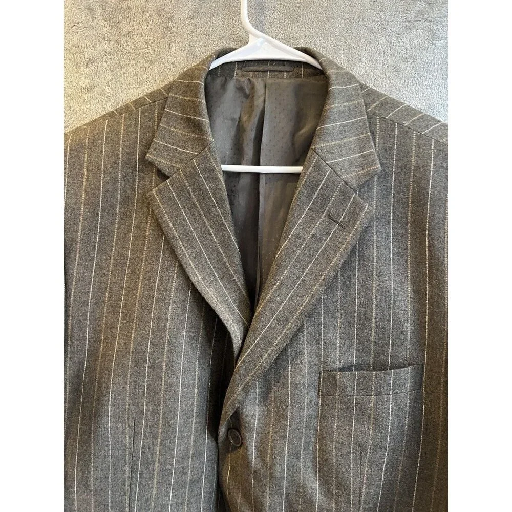 Mantoni Italy Super 140's Wool Brown‎ Striped Dual Vent Blazer Sport Jacket 50L